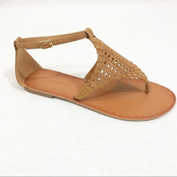 Vegan Leather Tan Sandals - Picture 1 of 4